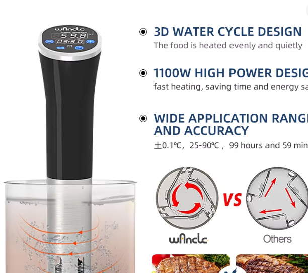 Wancle 1100W Sous Vide Cooker LCD Touch
