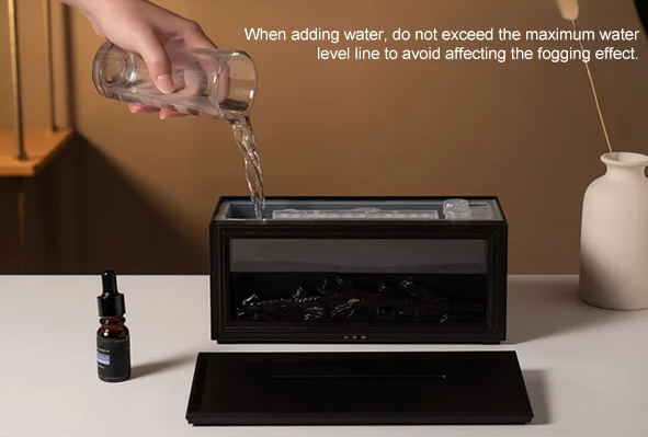 Air Flame Aroma Humidifier 280ml USB 7 Color LED Fireplace Diffuser with Remote Control Essential Oil Tray for Bedroom Room Gift