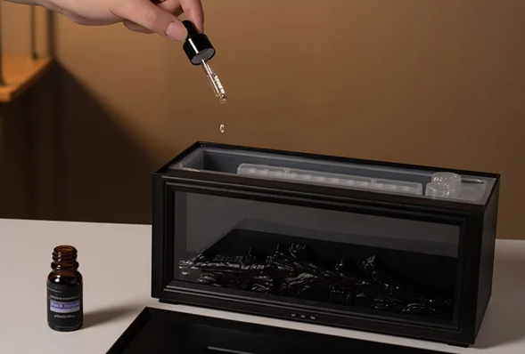 Air Flame Aroma Humidifier 280ml USB 7 Color LED Fireplace Diffuser with Remote Control Essential Oil Tray for Bedroom Room Gift