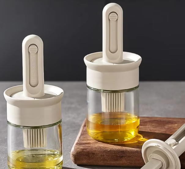 1pc Oil Dispenser Bottle BPA-Free Heat-Resistant Silicone Brush Set for Baking Cooking BBQ Kitchen Outdoor Accessory for Picnics