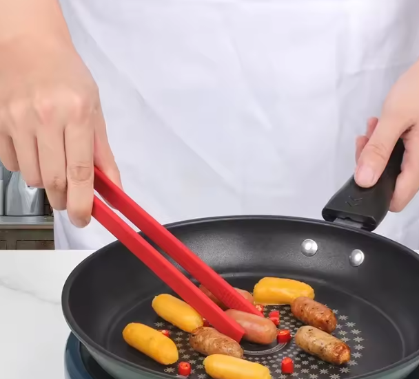 Salad Food Tongs Anti-slip Silicone Kitchen Utensils Barbecue Clip Three Prong Pliers Cookware Bbq Tool Chef Tools Gadgets Bar