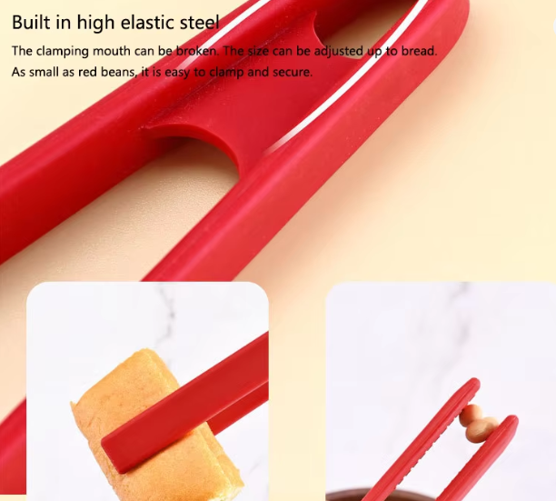 Salad Food Tongs Anti-slip Silicone Kitchen Utensils Barbecue Clip Three Prong Pliers Cookware Bbq Tool Chef Tools Gadgets Bar