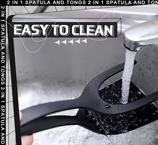 2 in 1 Grip Flip Spatula Clamp Egg Pancake Fish French Toast Omelette Making Non Stick Home Kitchen Cooking Turner Tool