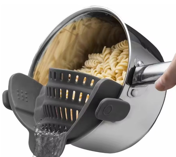 Silicone Kitchen Strainer Clip On Pots and Pans Drain Rack Pasta Noodle Vegetable Fruit Strainer Colander Kitchen Gadgets