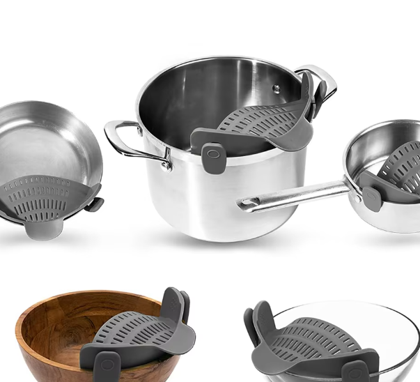 Silicone Kitchen Strainer Clip On Pots and Pans Drain Rack Pasta Noodle Vegetable Fruit Strainer Colander Kitchen Gadgets