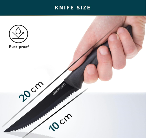 Stainless Steel Kitchen Knife Set - Chef Knives Set (4 pcs Steak Knife Set - Black)