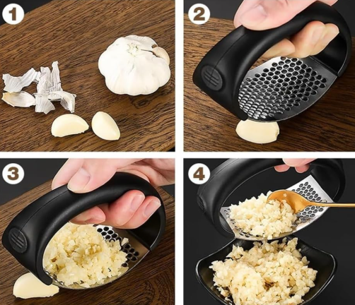 Stainless Steel Garlic Press, New Garlic Press Rocker, Home Kitchen Utensils Portable Manual Garlic Crusher for Smash Garlic Kitchen Gadgets Tools (1 Pack)