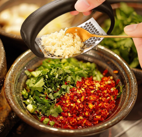 Stainless Steel Garlic Press, New Garlic Press Rocker, Home Kitchen Utensils Portable Manual Garlic Crusher for Smash Garlic Kitchen Gadgets Tools (1 Pack)