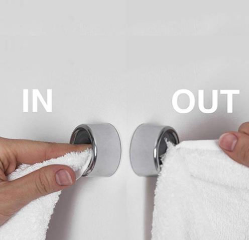 nuoshen 3 Pieces Premium Adhesive Round Towel Holder, Adhesive Towel Hooks Round Wall Mount Hook Tea Towel Holder for Bathroom, Kitchen and Home, No Drilling Required