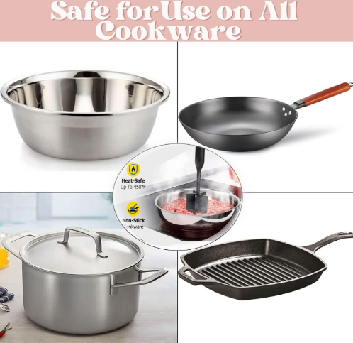 Meat Chopper, Ground Beef Chopper with 5-Blade Head, Versatile High-Temp Heat-Resistant Hamburger Mince Masher & Breaker, Non-Stick Minced Meat Separator Nylon Utensil Tool Cookware