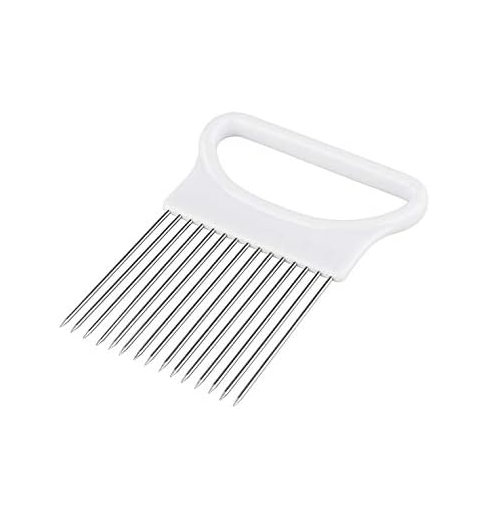 Onion Holding tool to aid Slicing and Dicing of Oinions and other Vegetables